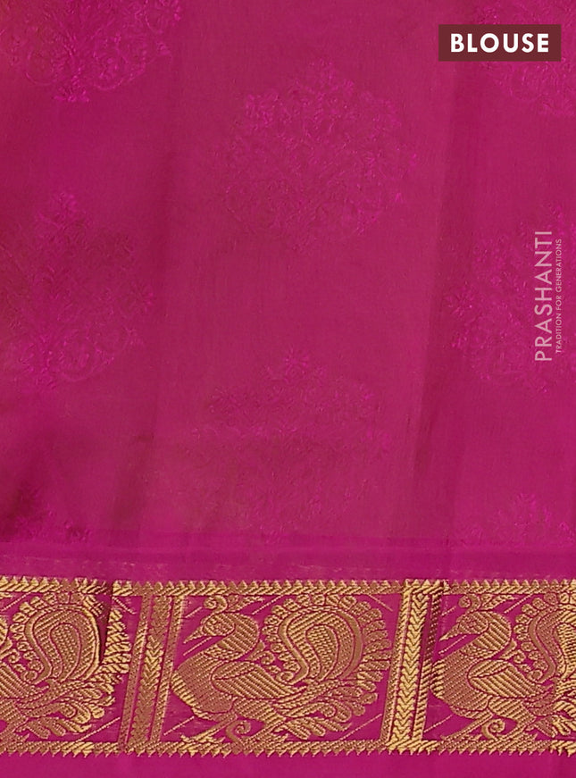 Silk cotton saree lime green and pink with allover self emboss jacquard and zari woven border
