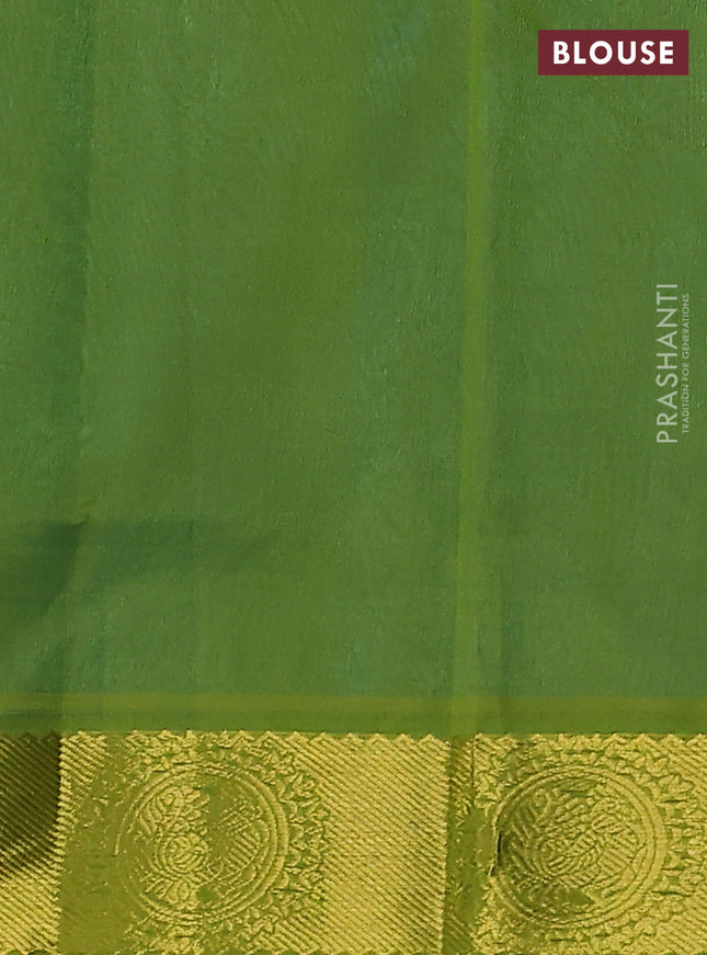 Silk cotton saree teal blue and light green with allover self emboss jacquard and zari woven border