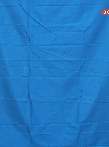 Semi banarasi katan saree cs blue and cream with plain body and zari woven border