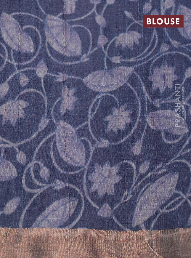 Banarasi tussar silk saree grey with allover pichwai digital prints and zari woven border