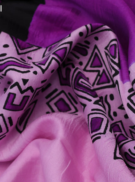 Bishnupuri silk saree lotus pink and purple with butta prints and printed border