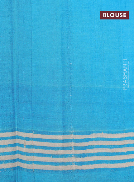 Bishnupuri silk saree pastel brown and cs blue with butta prints and printed border