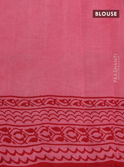 Bishnupuri silk saree peach pink and blue with butta prints and printed border