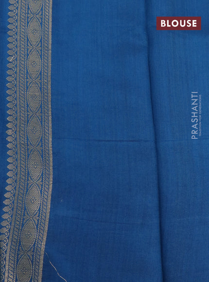 Chiniya silk saree peacock blue with allover zari weaves & buttas in borderless style