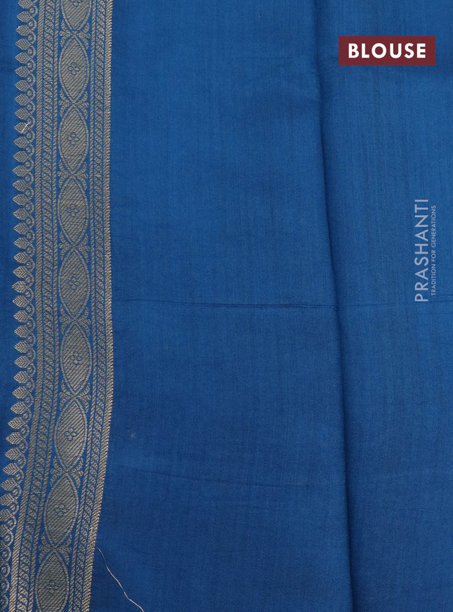 Chiniya silk saree peacock blue with allover zari weaves & buttas in borderless style