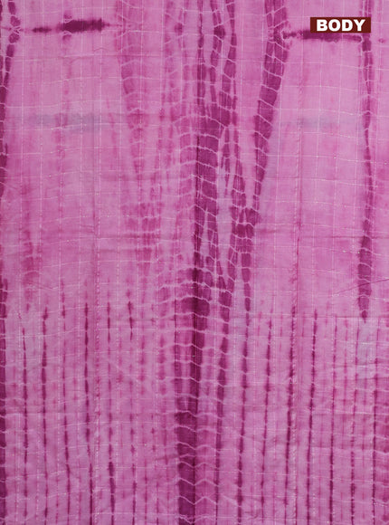 Semi bamboo saree light pink and magenta pink with tie & dye prints & sequin work in borderless style