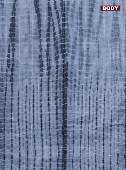 Semi bamboo saree pastel grey and elephant grey with tie & dye prints & sequin work in borderless style