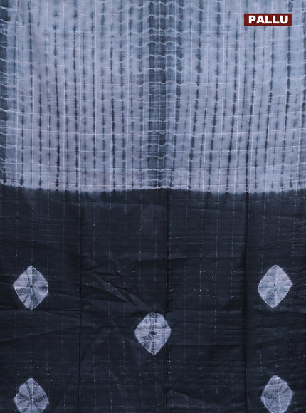 Semi bamboo saree pastel grey and elephant grey with tie & dye prints & sequin work in borderless style