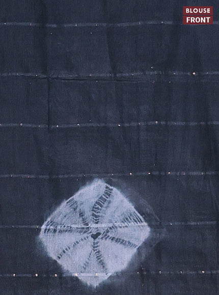 Semi bamboo saree pastel grey and elephant grey with tie & dye prints & sequin work in borderless style
