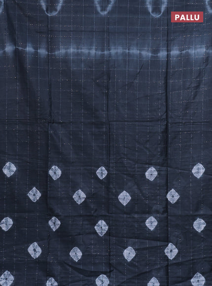 Semi bamboo saree pastel grey and elephant grey with allover batik prints & sequin work in borderless style