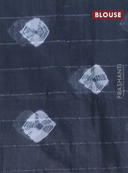 Semi bamboo saree pastel grey and elephant grey with allover batik prints & sequin work in borderless style