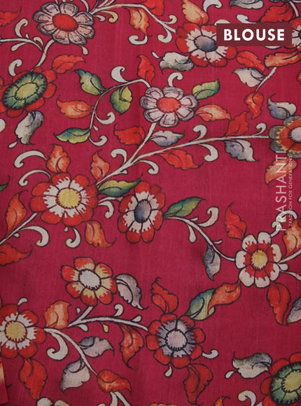 Tissue saree pastel maroon and red with allover zari woven stripes pattern and zari woven border - printed blouse