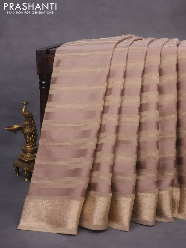 Organza saree grey with allover zari weaves and zari woven border