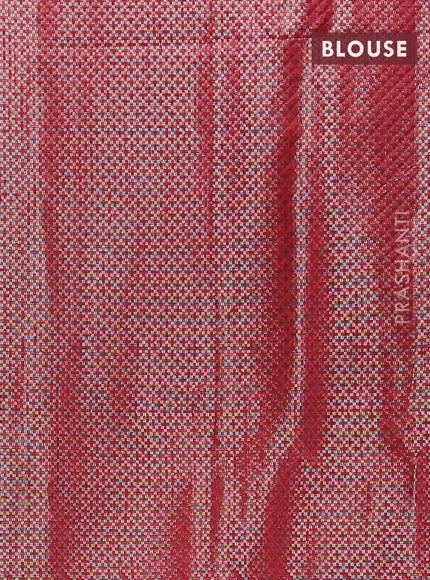 Banarasi matka tissue saree maroon with plain body and long temple design zari woven border