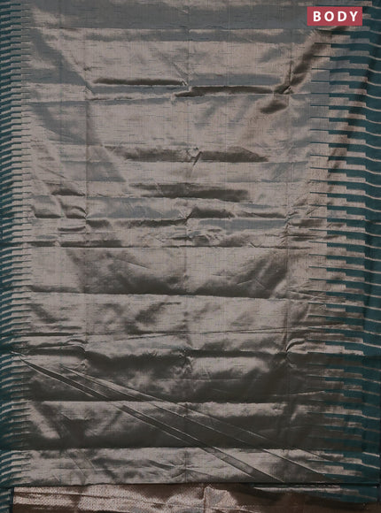 Banarasi matka tissue saree green with plain body and long temple design zari woven border