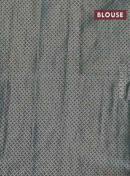 Banarasi matka tissue saree green with plain body and long temple design zari woven border