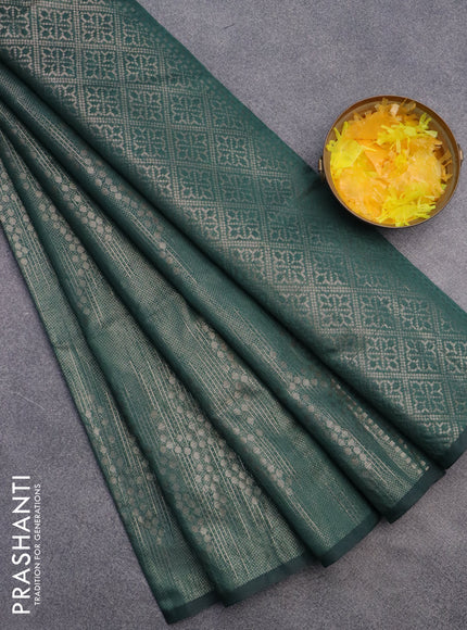 Banarasi matka tissue saree green with allover zari woven brocade weaves and zari woven border