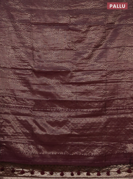 Banarasi matka tissue saree wine shade with allover zari woven brocade weaves and zari woven border