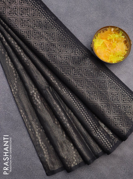 Banarasi matka tissue saree black with allover zari woven brocade weaves and zari woven border