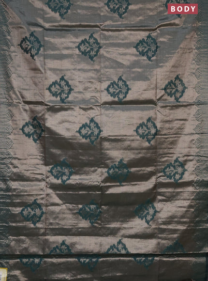 Banarasi matka tissue saree green with thread woven buttas and zari woven border