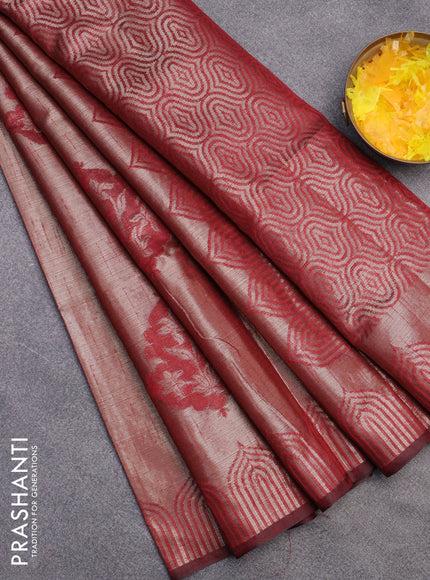 Banarasi matka tissue saree maroon with thread woven buttas and zari woven border