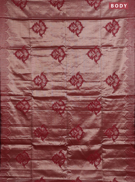 Banarasi matka tissue saree maroon with thread woven buttas and zari woven border