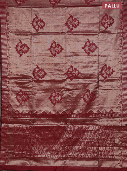 Banarasi matka tissue saree maroon with thread woven buttas and zari woven border