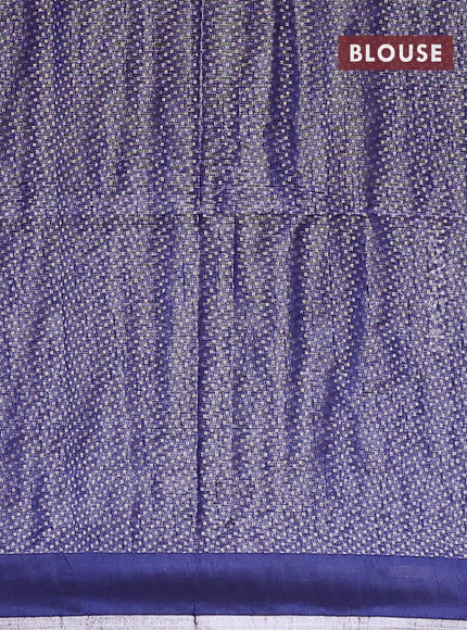 Banarasi matka tissue saree blue with plain body and long temple design zari woven border