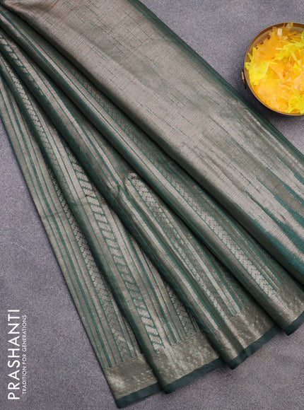 Banarasi matka tissue saree green with allover zari weaves and zari woven border