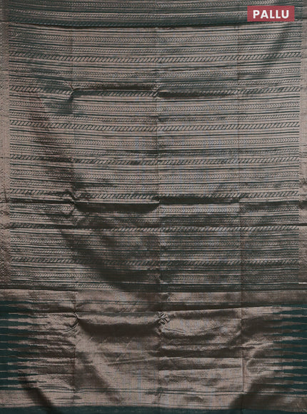 Banarasi matka tissue saree green with allover zari weaves and zari woven border