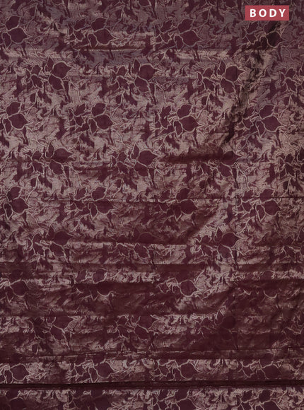 Banarasi matka tissue saree wine shade with allover zari woven brocade weaves in borderless style