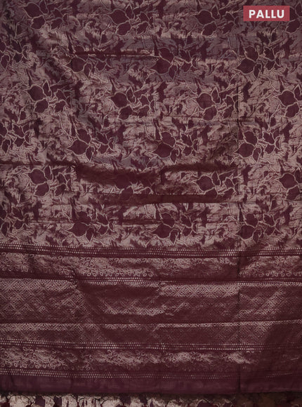 Banarasi matka tissue saree wine shade with allover zari woven brocade weaves in borderless style