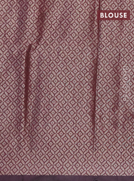 Banarasi matka tissue saree wine shade with allover zari woven brocade weaves in borderless style