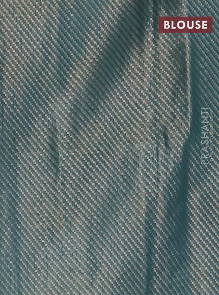 Banarasi matka tissue saree dark green with woven buttas and zari woven border