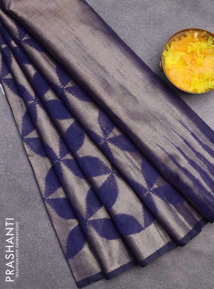 Banarasi matka tissue saree blue with allover thread & zari weaves and zari woven border