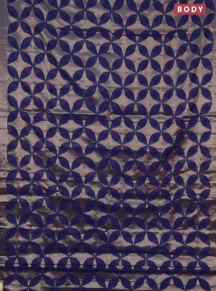 Banarasi matka tissue saree blue with allover thread & zari weaves and zari woven border