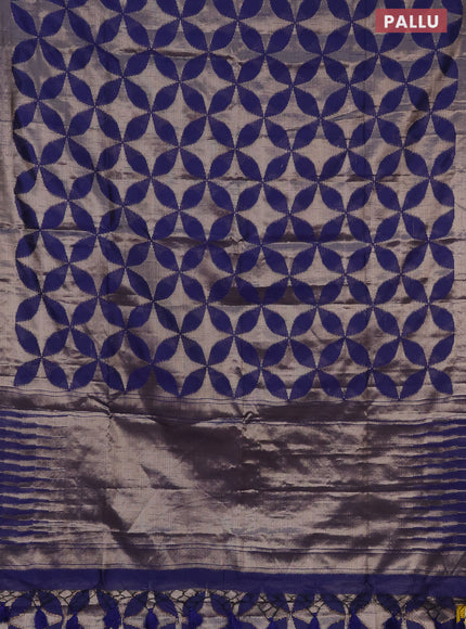 Banarasi matka tissue saree blue with allover thread & zari weaves and zari woven border