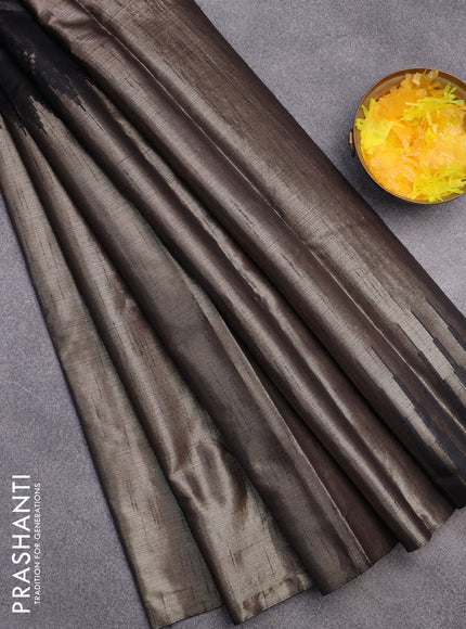 Banarasi matka tissue saree black with thread & zari woven buttas and long temple design zari woven border