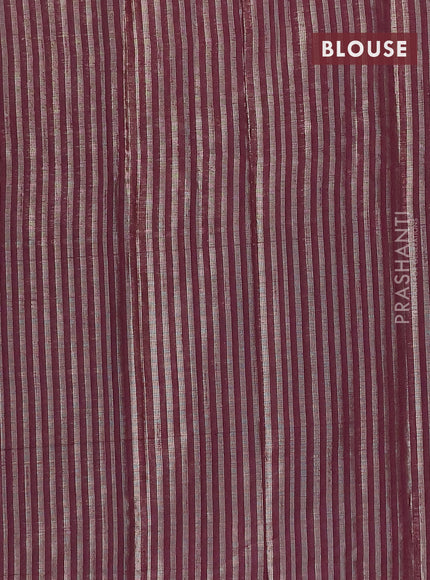 Banarasi matka tissue saree wine shade with thread & zari woven buttas and long temple design zari woven border