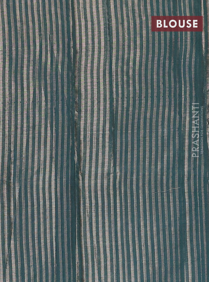 Banarasi matka tissue saree dark green with thread & zari woven buttas and long temple design zari woven border