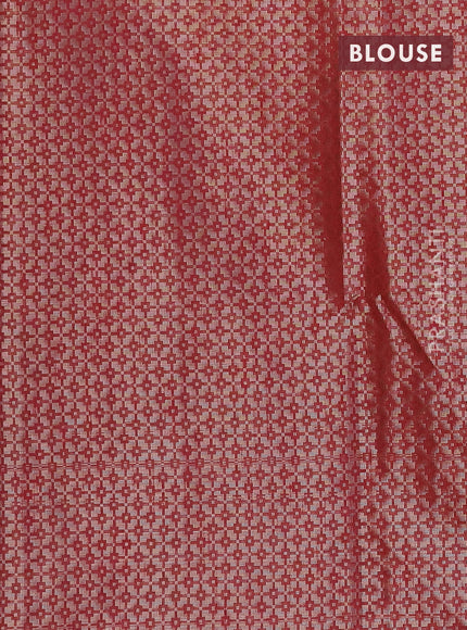 Banarasi matka tissue saree maroon with plain body and temple design zari woven border