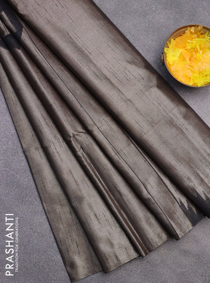 Banarasi matka tissue saree black with plain body and temple design zari woven border