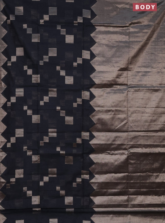 Banarasi matka tissue saree black with plain body and temple design zari woven border