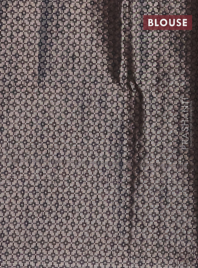 Banarasi matka tissue saree black with plain body and temple design zari woven border