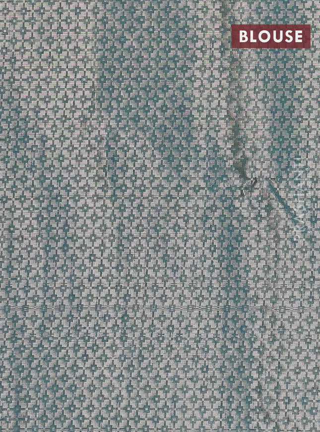 Banarasi matka tissue saree dark green with plain body and temple design zari woven border