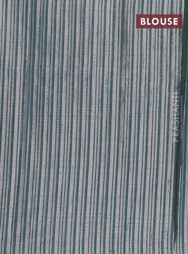 Banarasi matka tissue saree dark green with thread woven buttas and temple design zari woven border