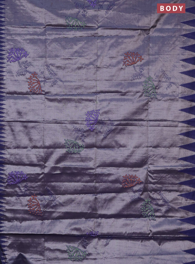 Banarasi matka tissue saree blue with thread woven buttas and temple design zari woven border