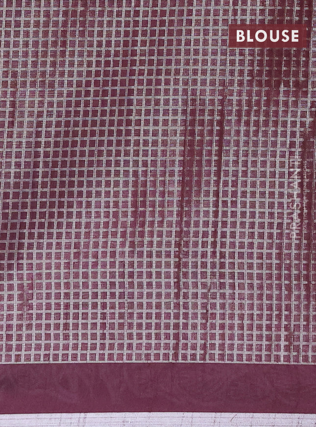 Banarasi matka tissue saree wine shade with allover zari woven brocade weaves and leaf design silver zari woven border