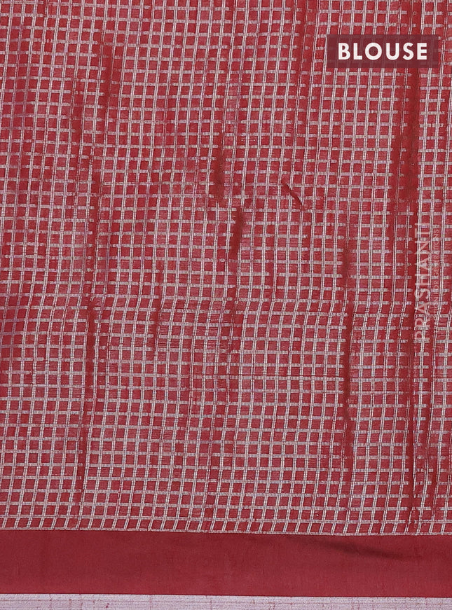 Banarasi matka tissue saree maroon with allover zari woven brocade weaves and leaf design silver zari woven border