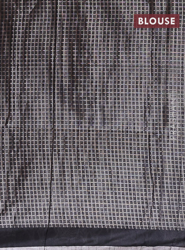 Banarasi matka tissue saree black with allover zari woven brocade weaves and leaf design silver zari woven border